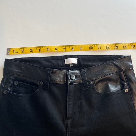 Ecru Los Feliz Black Denim & Faux Leather Jeans Womens Size 26 High Rise Skinny - Picture 9 of 11